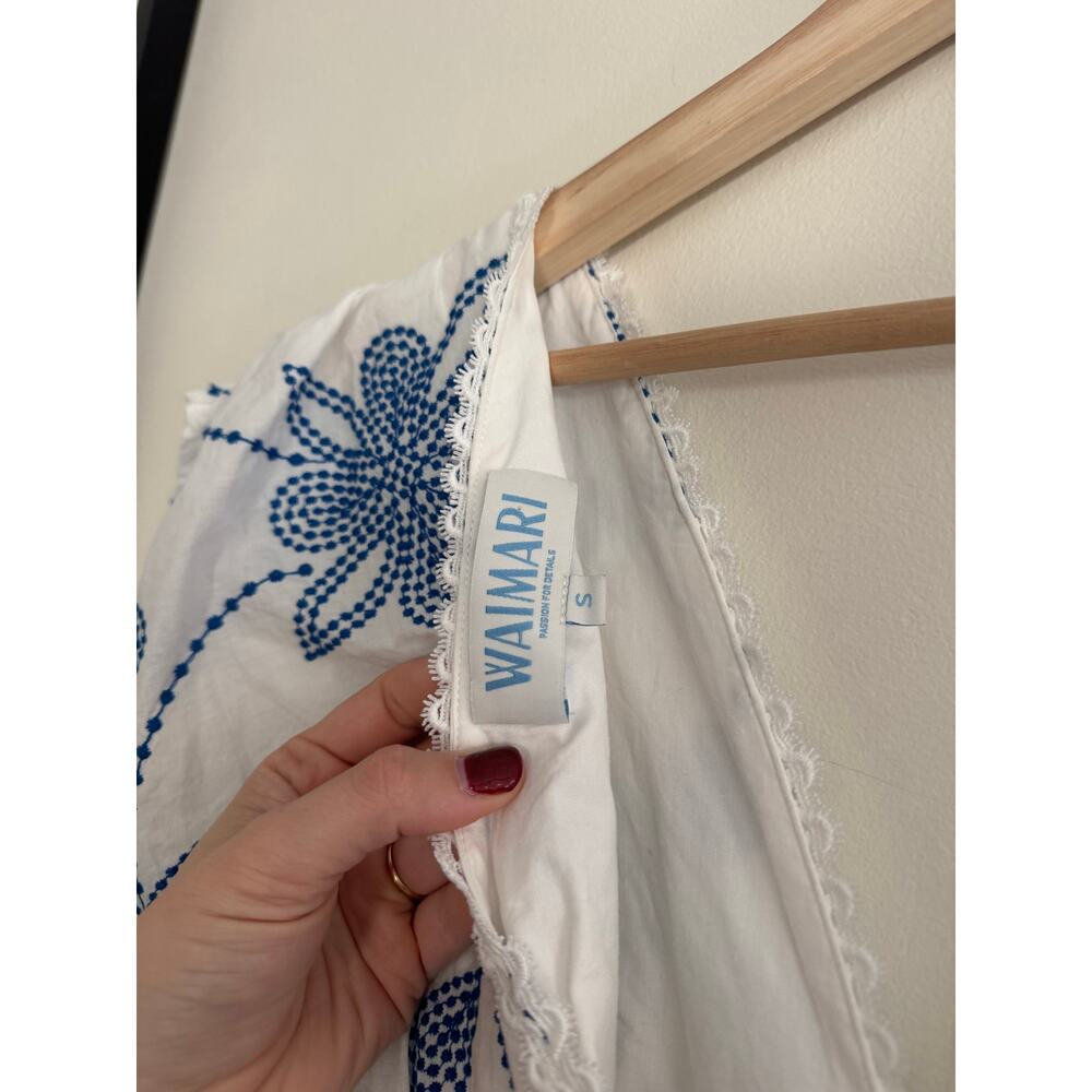 WAIMARI Giselle Mini Dress in White / Blue Size Small - Picture 7 of 9